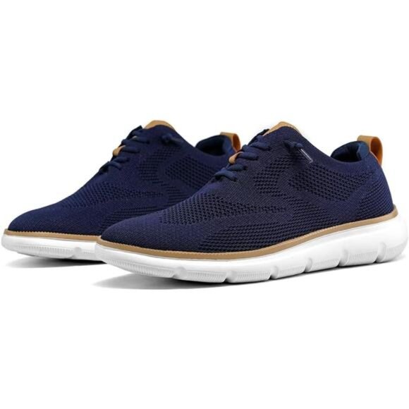 Men\'s Lightweight Oxford Sneakers Casual Lace-Up Dress Walking Shoes Blue